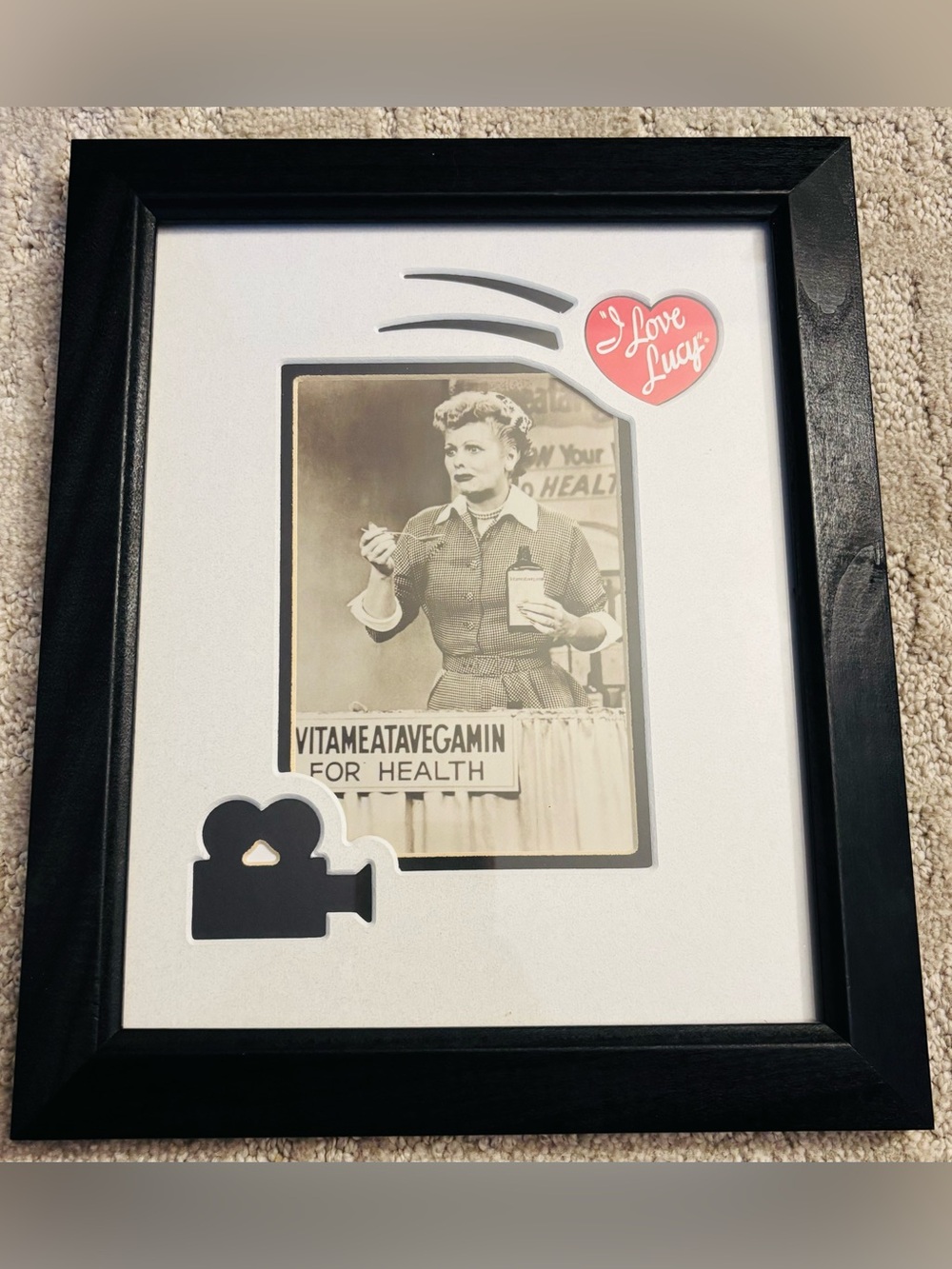 Vintage I Love Lucy Lucille Ball Photo Art VITAMEATAVEGAMIN Framed Matted Desilu